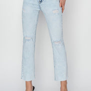 Lainey Acid Wash Cropped Straight Risen Denim Jeans