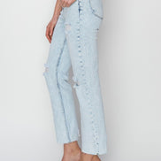 Lainey Acid Wash Cropped Straight Risen Denim Jeans