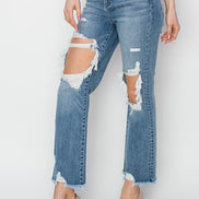 Ivy High Rise Cropped Straight Risen Denim Jeans