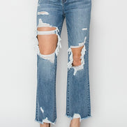 Ivy High Rise Cropped Straight Risen Denim Jeans