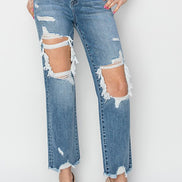 Ivy High Rise Cropped Straight Risen Denim Jeans