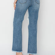 Ivy High Rise Cropped Straight Risen Denim Jeans