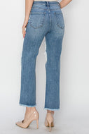 Ivy High Rise Cropped Straight Risen Denim Jeans