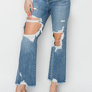 Ivy High Rise Cropped Straight Risen Denim Jeans