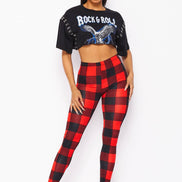 Women's Plaid Brushed Knit Leggings 5BP10082-PD