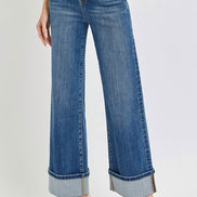 Ruby (Tummy Control) Cuffed Wide Legged Cropped Risen Denim Jeanse