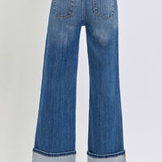 Ruby (Tummy Control) Cuffed Wide Legged Cropped Risen Denim Jeanse