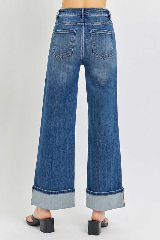 Ruby (Tummy Control) Cuffed Wide Legged Cropped Risen Denim Jeanse
