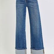 Ruby (Tummy Control) Cuffed Wide Legged Cropped Risen Denim Jeanse
