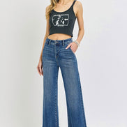 Ruby (Tummy Control) Cuffed Wide Legged Cropped Risen Denim Jeanse