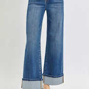 Ruby (Tummy Control) Cuffed Wide Legged Cropped Risen Denim Jeanse