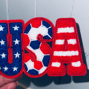 Stars Stripes and Soccer USA Chenille Patch (4 inch)