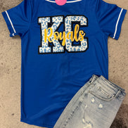 Smiley Royals Baseball Jersey w/Chenille Leopard KC
