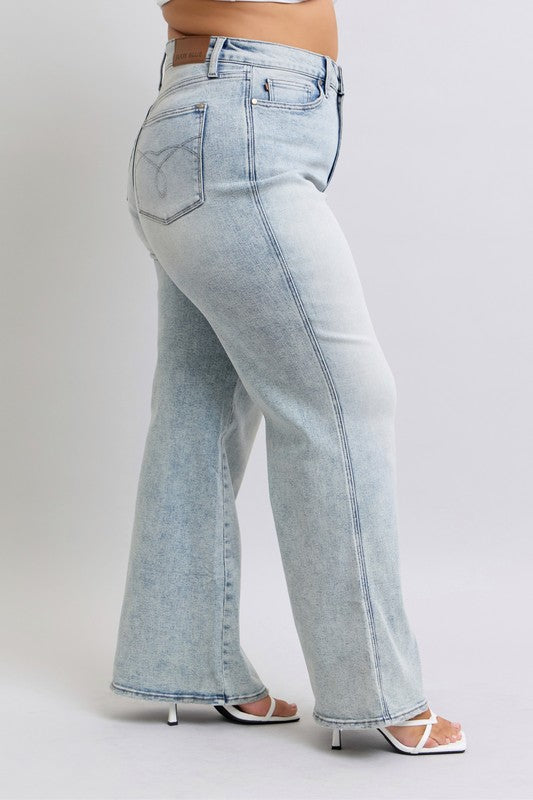 Sedona Retro Wide with Tummy Control Judy Blue Denim Jeans