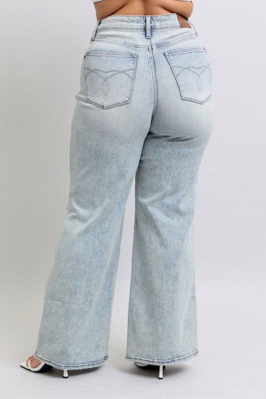 Sedona Retro Wide with Tummy Control Judy Blue Denim Jeans