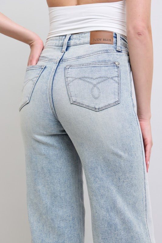 Sedona Retro Wide with Tummy Control Judy Blue Denim Jeans
