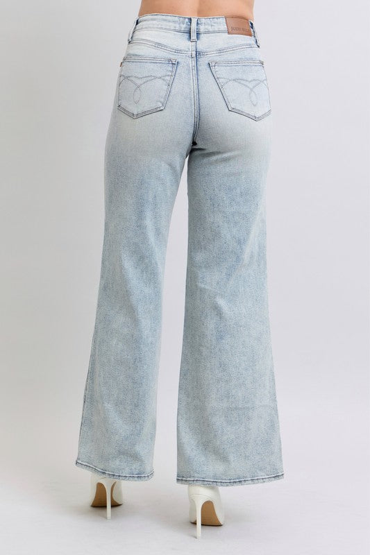 Sedona Retro Wide with Tummy Control Judy Blue Denim Jeans