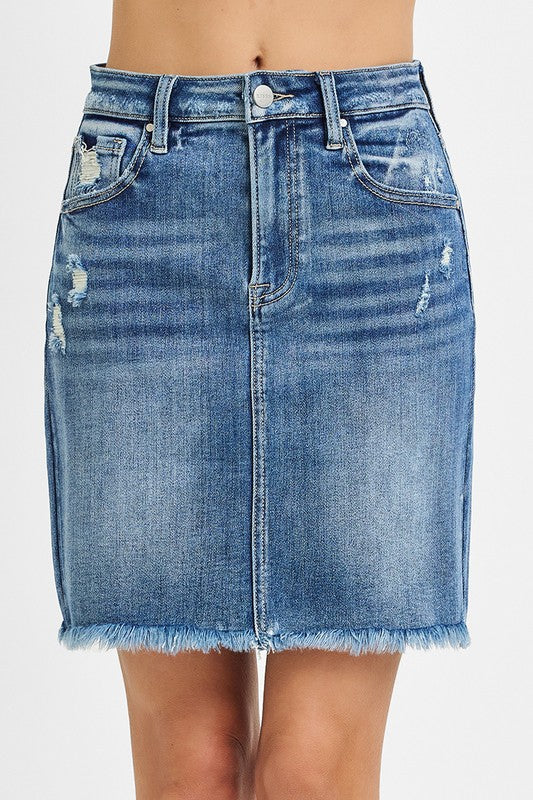 Jazzy Risen Denim Mid Length Skirt