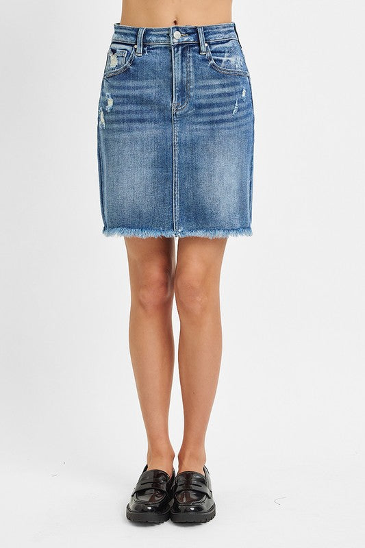 Jazzy Risen Denim Mid Length Skirt