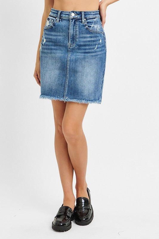Jazzy Risen Denim Mid Length Skirt