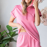 Scuba Short Sleeve Hoodie Top