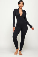 Load image into Gallery viewer, Zip-up Mock Neck Long Sleeve Jumpsuit
