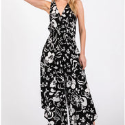 Sleeveless Jumpsuit w/Waist Smocking (Black)