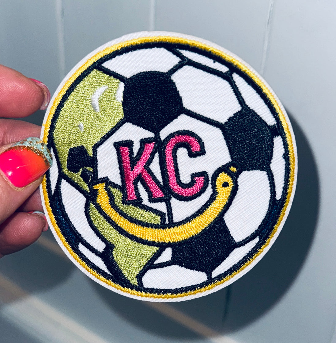 Kids Smiley Soccer Ball Embroidered Patch (3 inch)