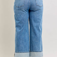 JUDY BLUE Mid Rise Straight w/ Fold over WB - PLUS