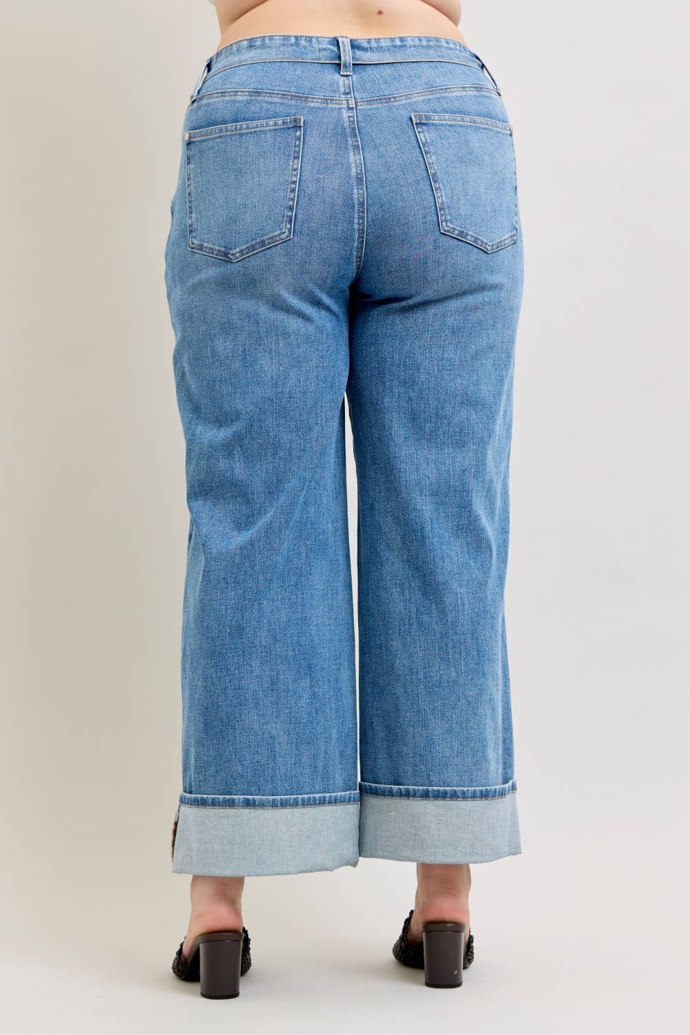 JUDY BLUE Mid Rise Straight w/ Fold over WB - PLUS