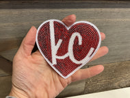 Sequin KC Script Heart Patch