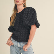 Textured Bubble Sleeve Top