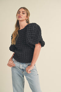 Textured Bubble Sleeve Top