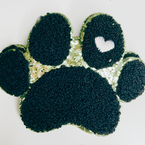 4" Paw Print with Embroidery heart detail - Chenille Patch