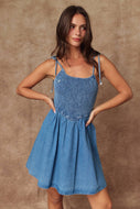 PD50500 - Charlotte Smocked Denim Dress