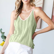 Ruffle Textured Solid Contrast Scoop Neck Tank Top