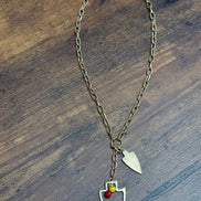 Two Charm Arrowhead Chain Link Necklace- Silver or Gold