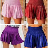 Smocked Waist Shiny Shorts