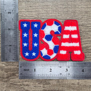 Stars Stripes and Soccer USA Chenille Patch (4 inch)