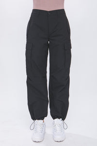 Button Cargo Pants with Elastic Waist Band