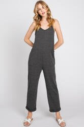 Front Patch Pocket Roll-Up Jumpsuit