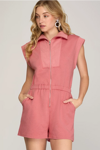 Drop Shoulder Textured Romper