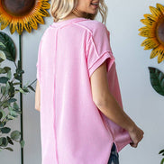 V-Neck Solid Twist Rib Women's Knit Top