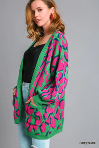 Wine Mix Cardigan Sweater