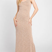 Ribbed Midi Dress with Side Slits