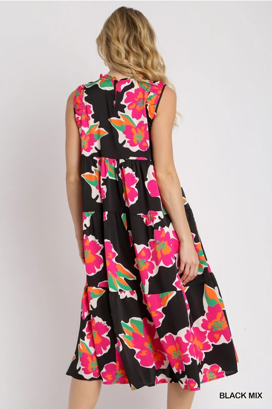 Floral Midi Maxi Dress (Black)