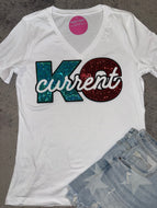 KC Current V-Neck Tee w/Sequin Patch