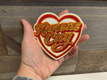 Load image into Gallery viewer, Sequin Kansas City Script Heart Patch
