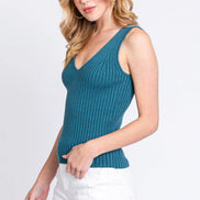 Ribbed V-Neck Sweater Tank