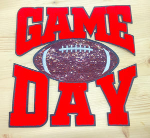 Game Day + sequin football  Patch (X-Large)